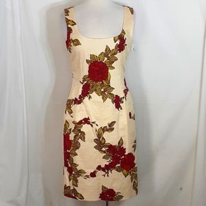 Dolce & Gabbana bodycon cream red and green cocktail floral print dress size 46